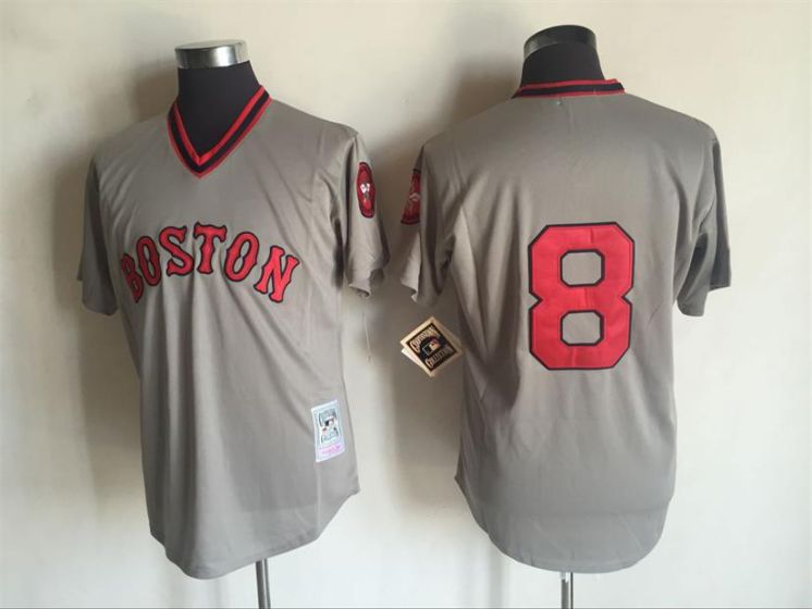 Men Boston Red Sox #8 Carl Yastrzemski Grey Throwback MLB Jerseys->->MLB Jersey